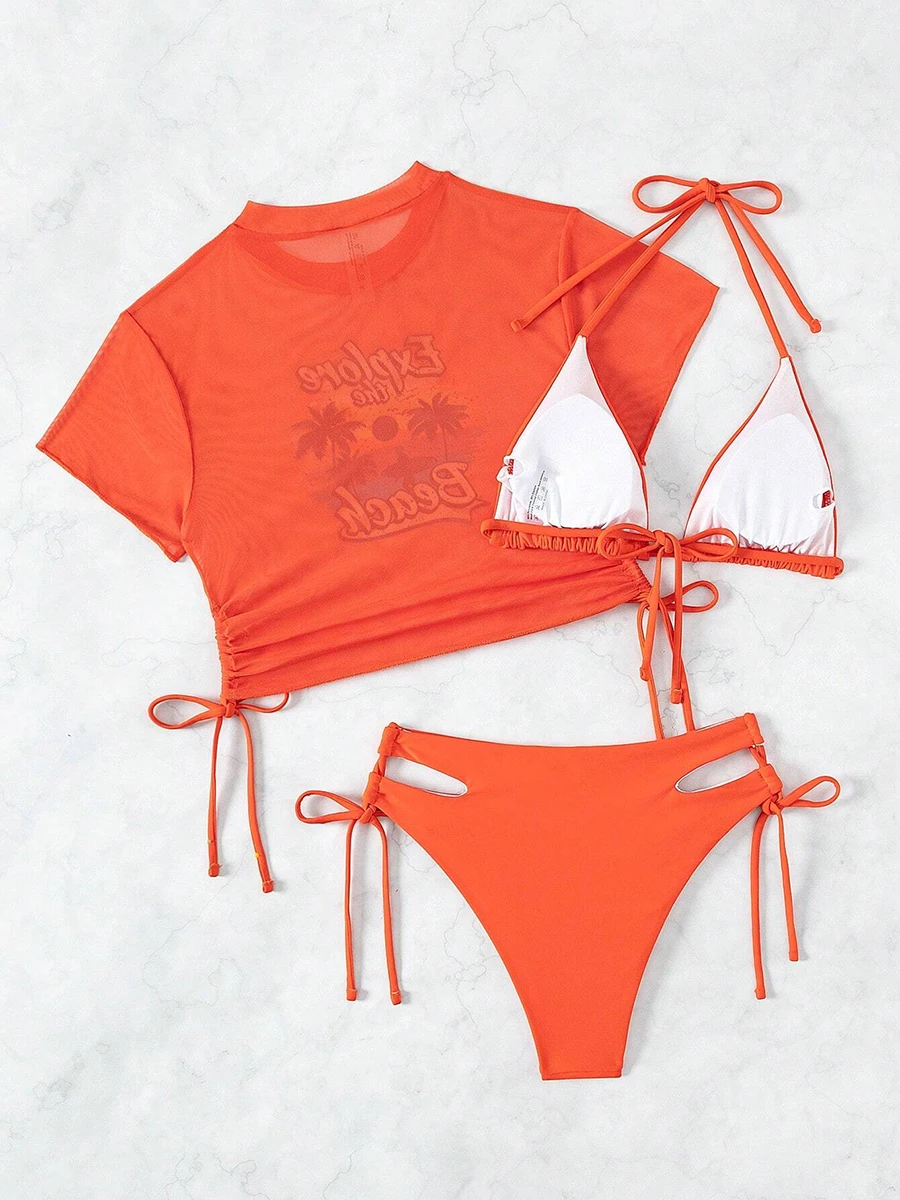 Maillot 3 pièces à cordons