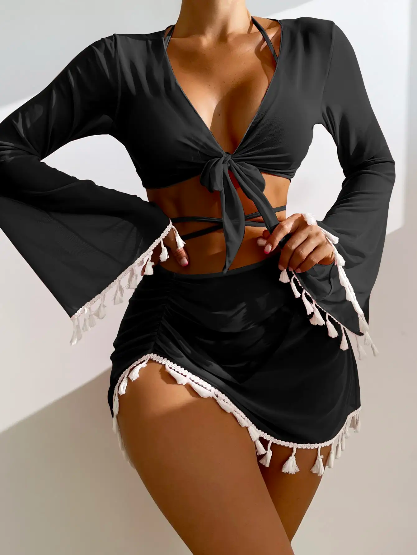 Maillot 4 pièces à lacets