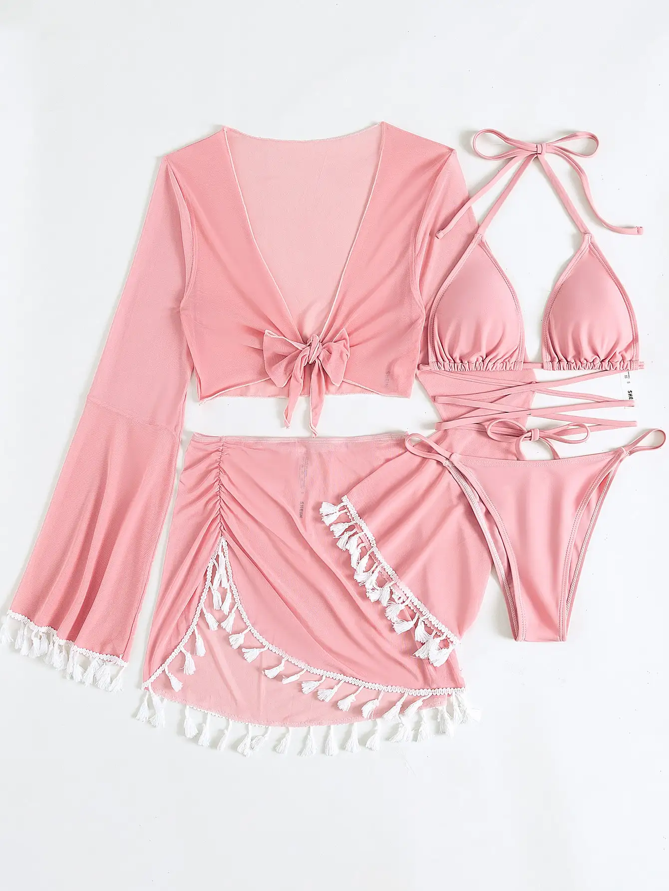 Maillot 4 pièces à lacets