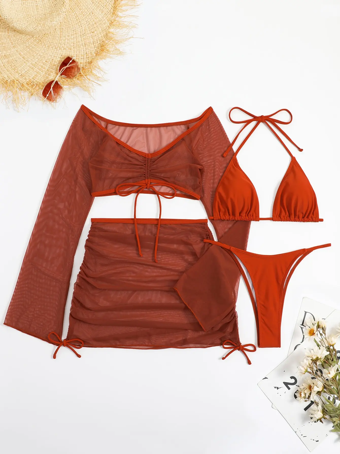Maillot 4 pièces à lacets