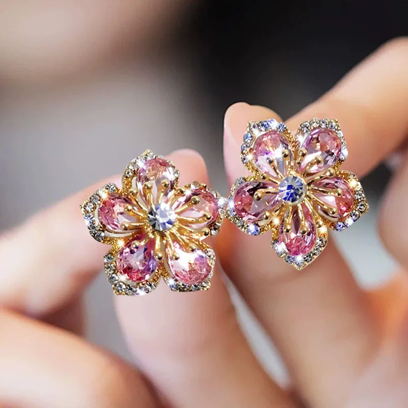 Boucles d'oreilles fleurs en cristal