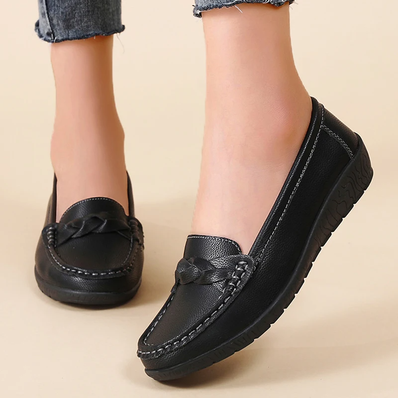 Mocassins plats en cuir " grande taille