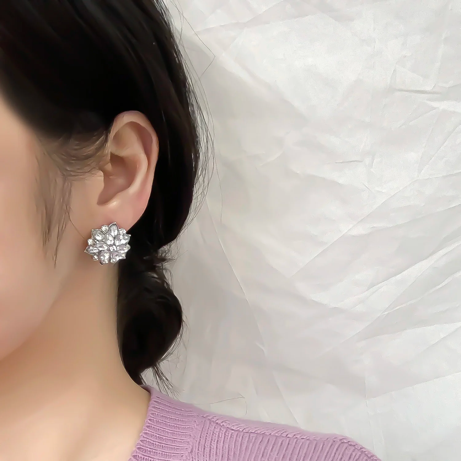 Boucles d'oreilles fleurs en cristal
