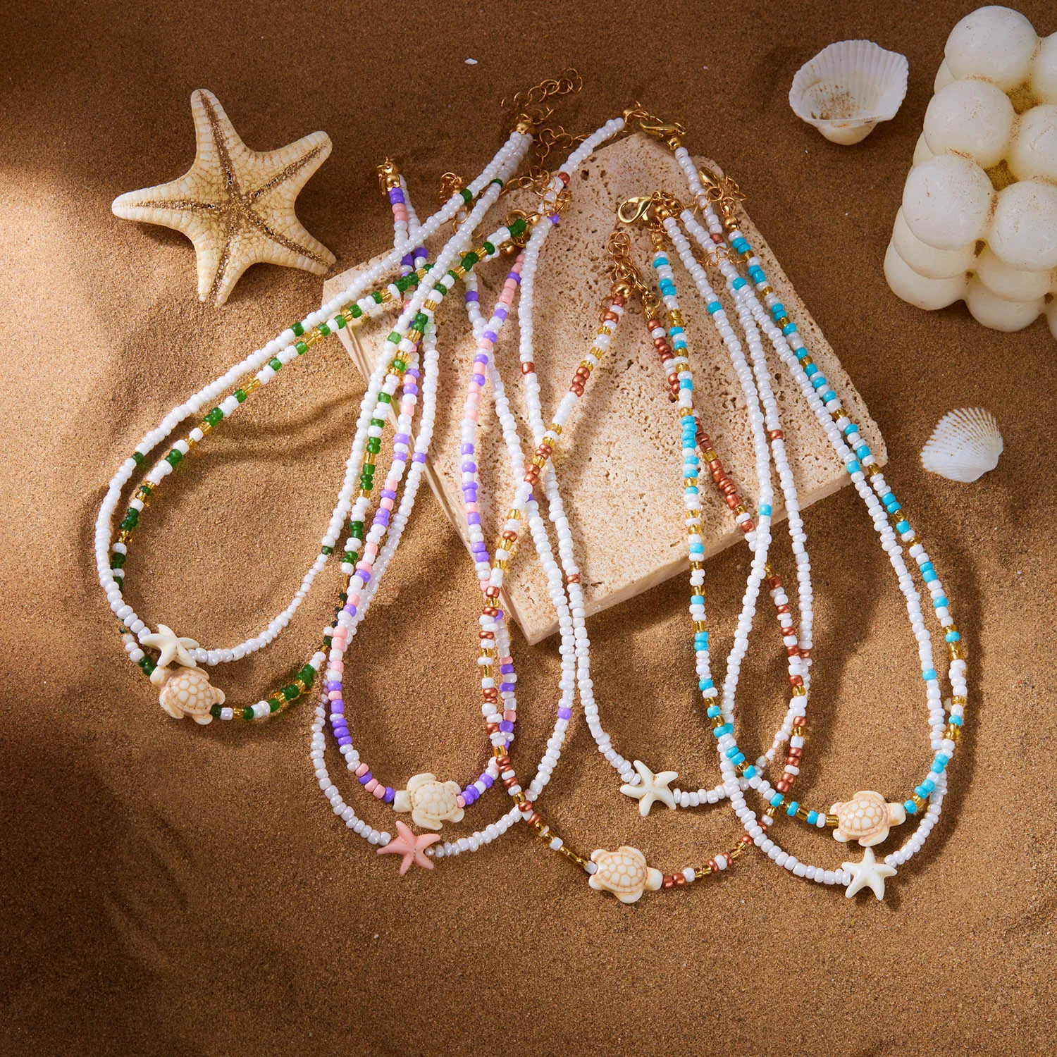 Collier étoile de mer & tortue
