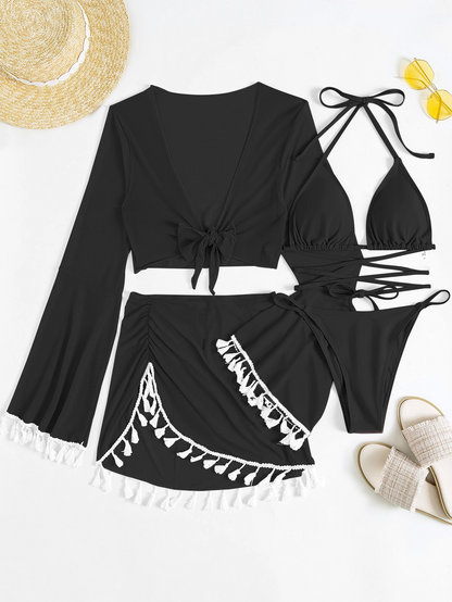 Maillot 4 pièces à lacets