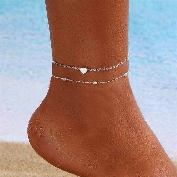 Bracelet cheville en coeur