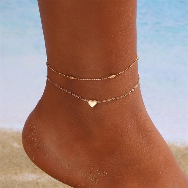 Bracelet cheville en coeur