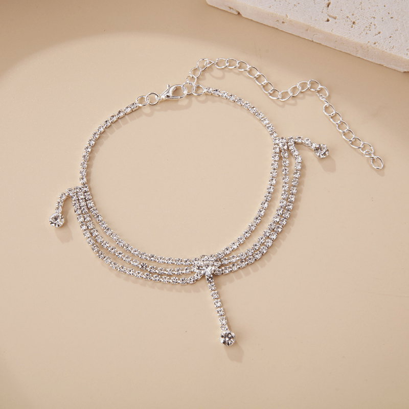 Bracelet cheville glands style incrusté