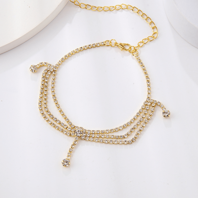 Bracelet cheville glands style incrusté