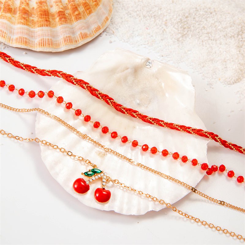 Bracelet de cheville pendentif cerise