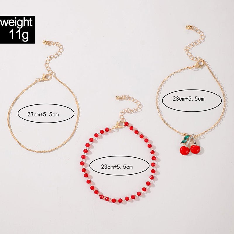 Bracelet de cheville pendentif cerise