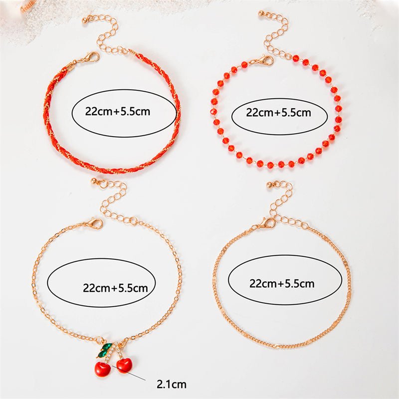 Bracelet de cheville pendentif cerise