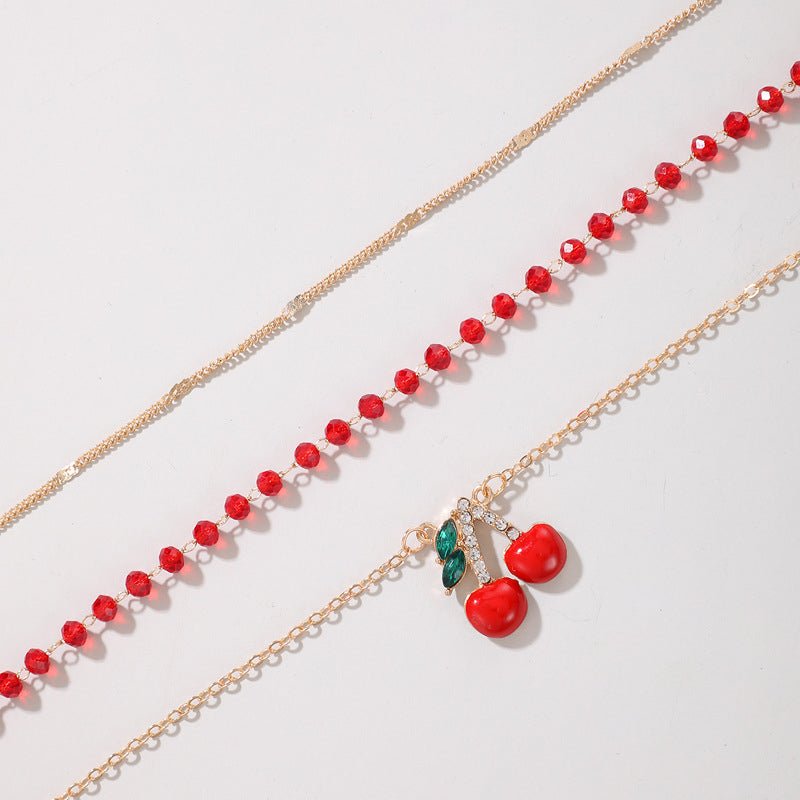 Bracelet de cheville pendentif cerise
