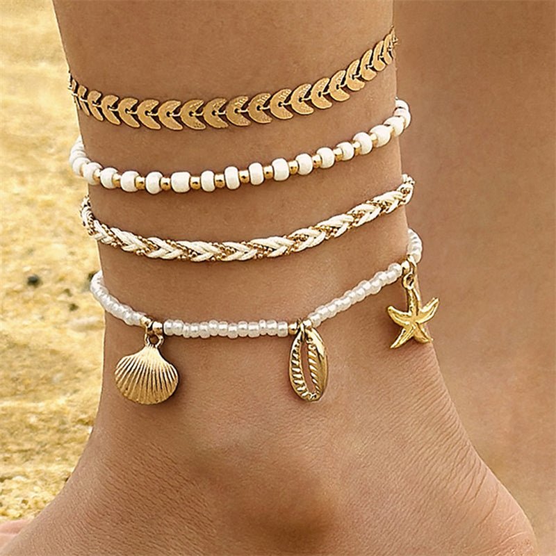Bracelets de cheville 4 pièces