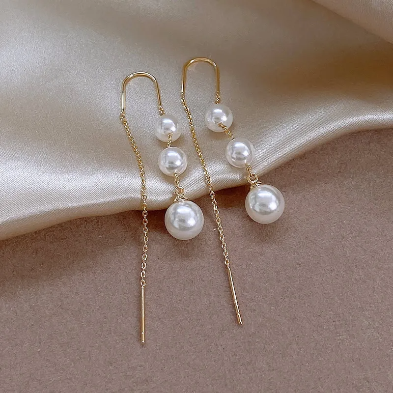 Boucles d'oreilles imitation perle long