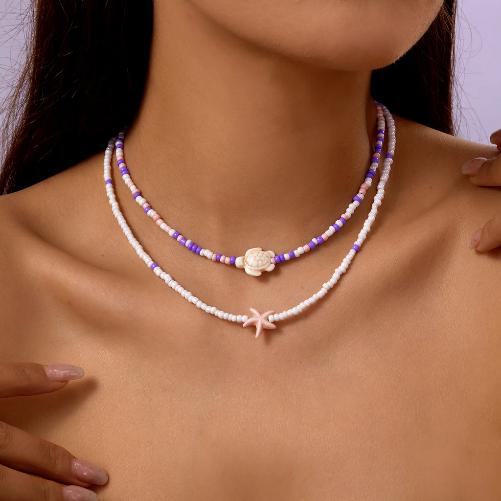 Collier étoile de mer & tortue