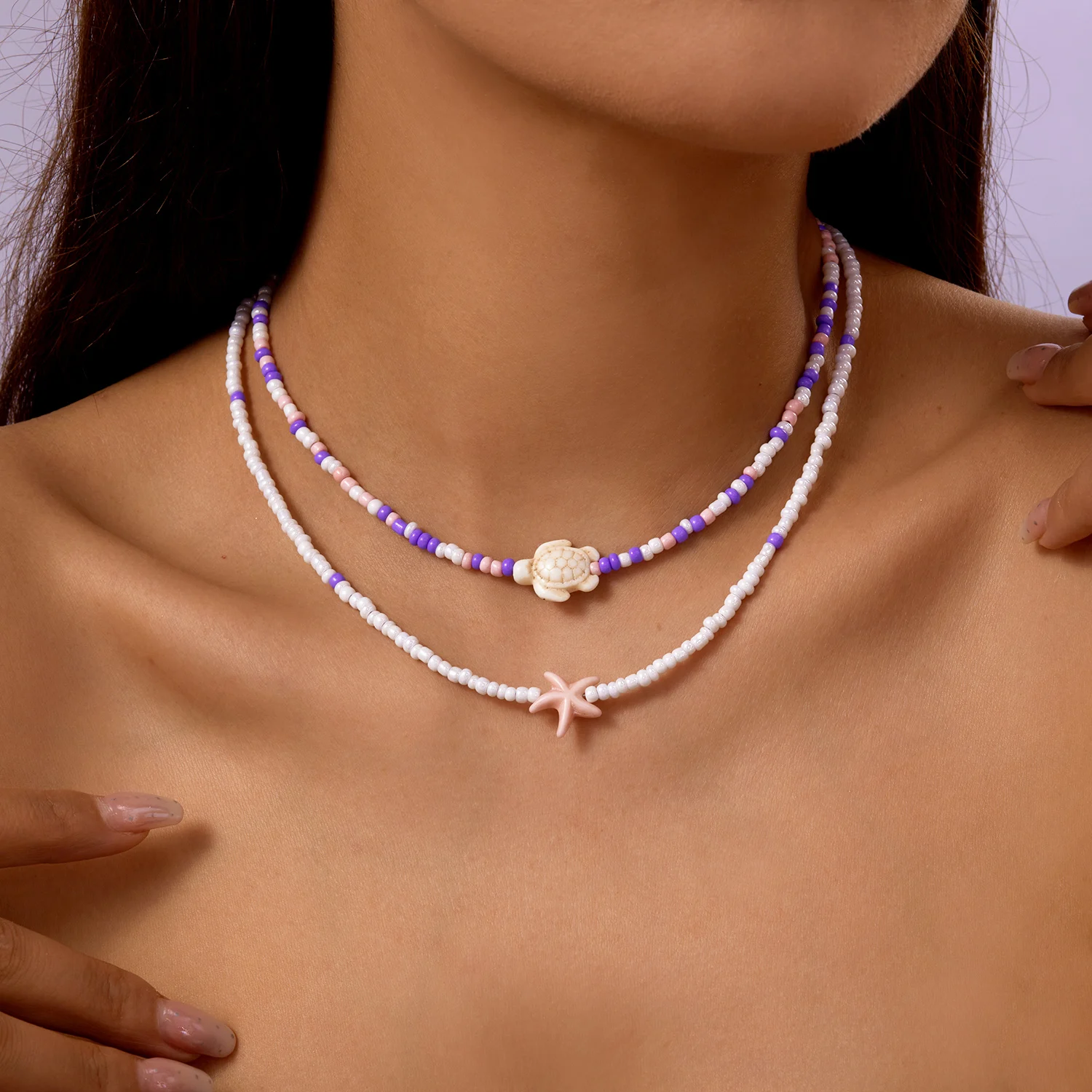 Collier étoile de mer & tortue