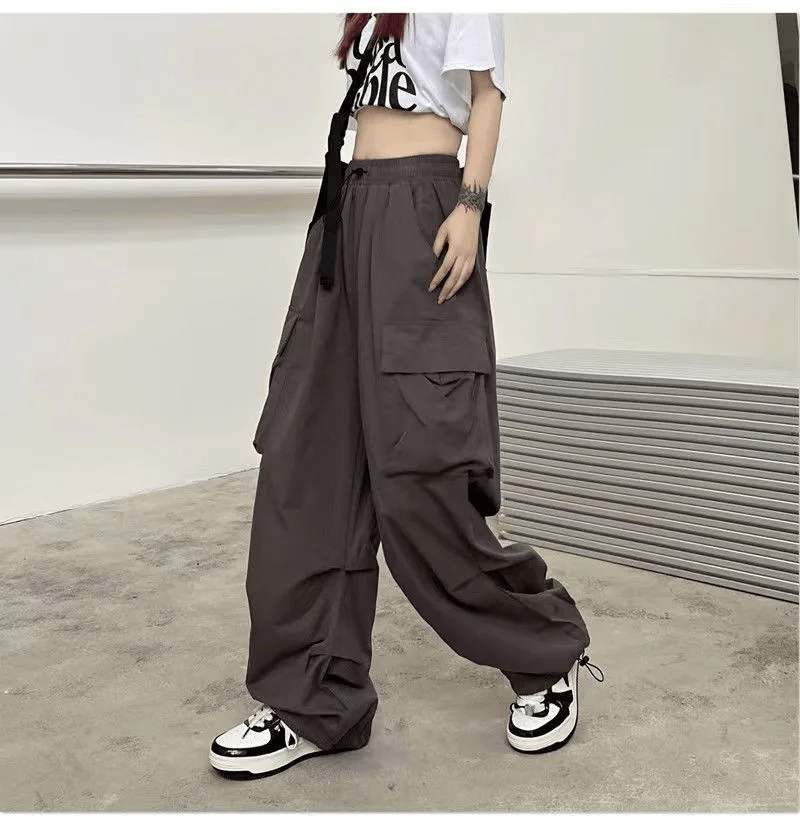 Pantalon cargo taille haute femme