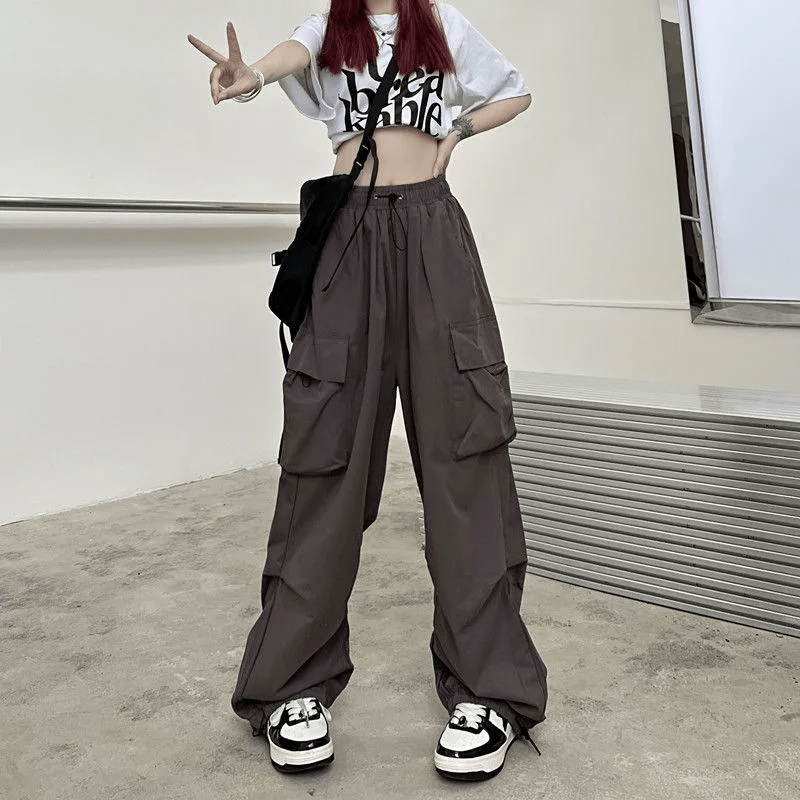 Pantalon cargo taille haute femme