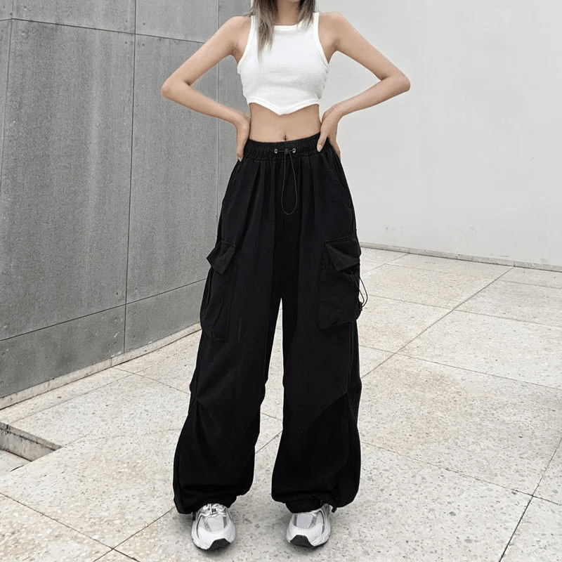 Pantalon cargo taille haute femme