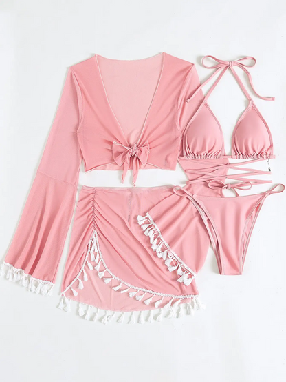 Maillot 4 pièces à lacets