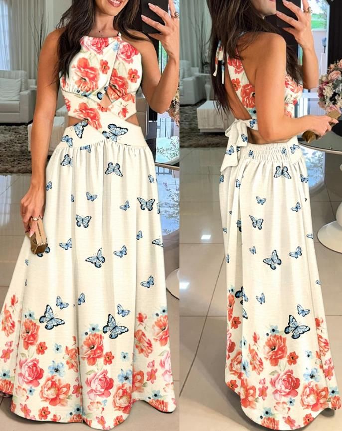 Robe maxi imprimé fleuri