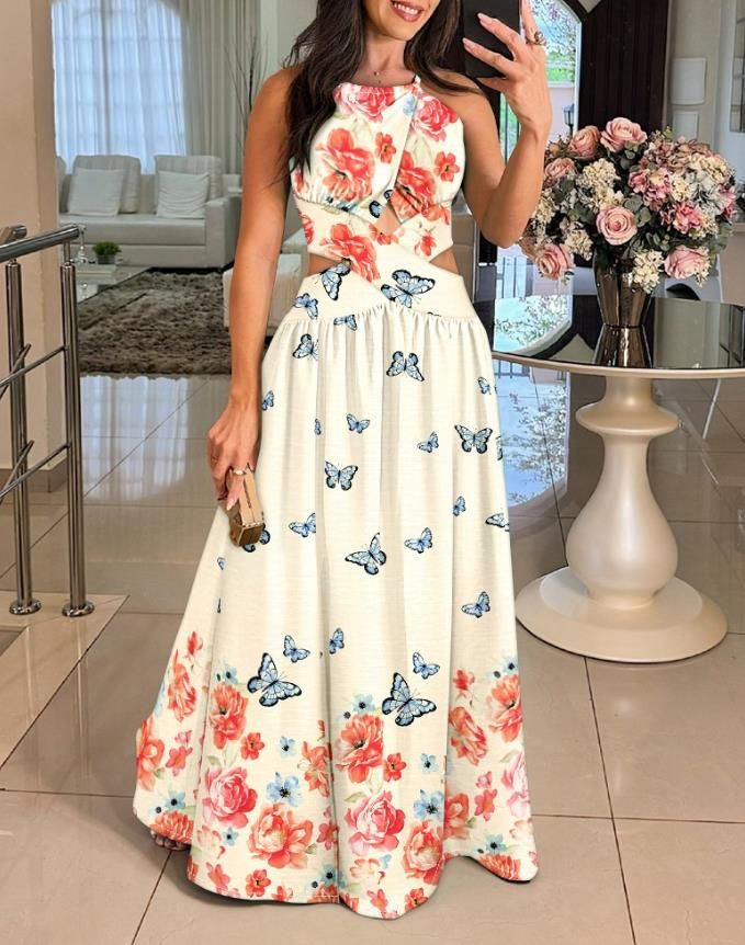 Robe maxi imprimé fleuri