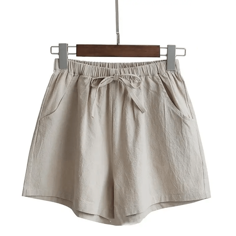 Short en coton et lin taille haute A