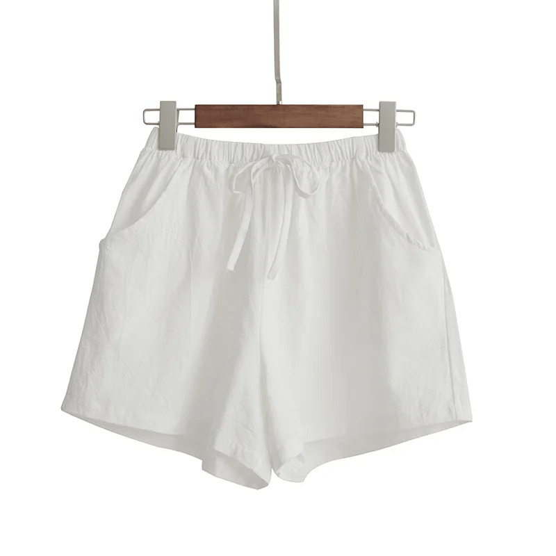 Short en coton et lin taille haute A