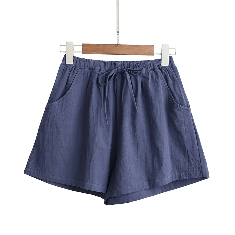 Short en coton et lin taille haute A