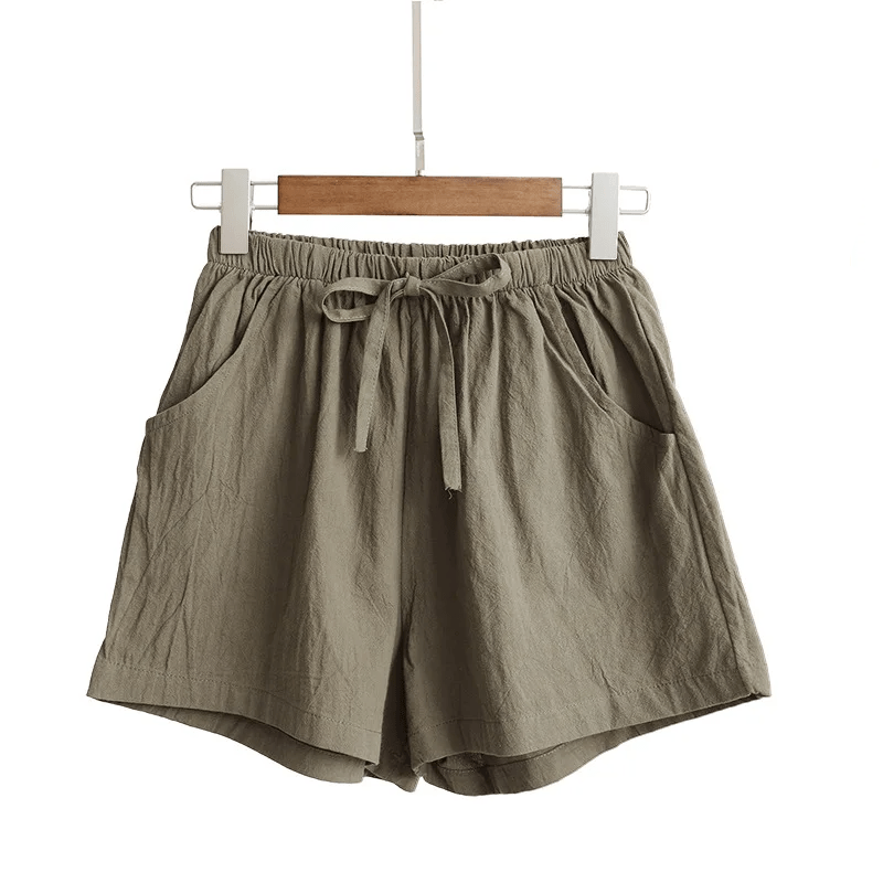 Short en coton et lin taille haute A