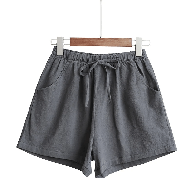 Short en coton et lin taille haute A